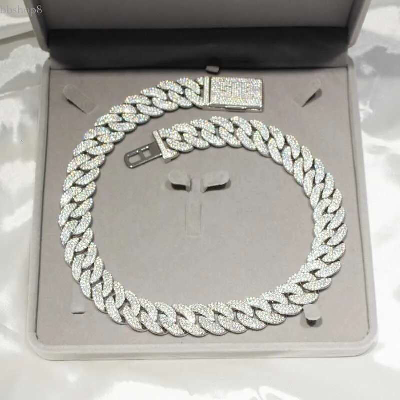 pendant necklaces Custom Buckle iced out 15mm Width sterg sier Miami moissanite cuban k chain