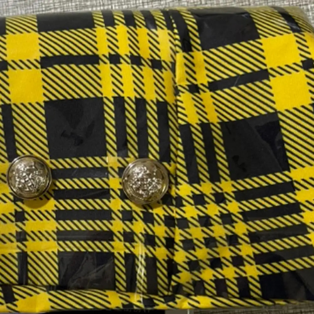 Women Pleated Skirt Polyester ButtonDecorated Plaid Print Lady Versatile Style Doublebreasted High Waist Female 250110