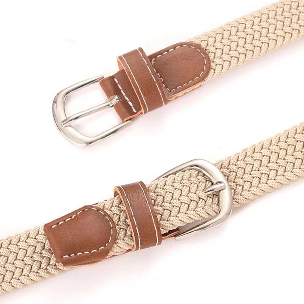 120-130cm Casual Knitted Pin Buckle Men Belt Woven Canvas Elastic Expandable Braided Stretch Belts For Women Jeans Female B H9V5 W250120