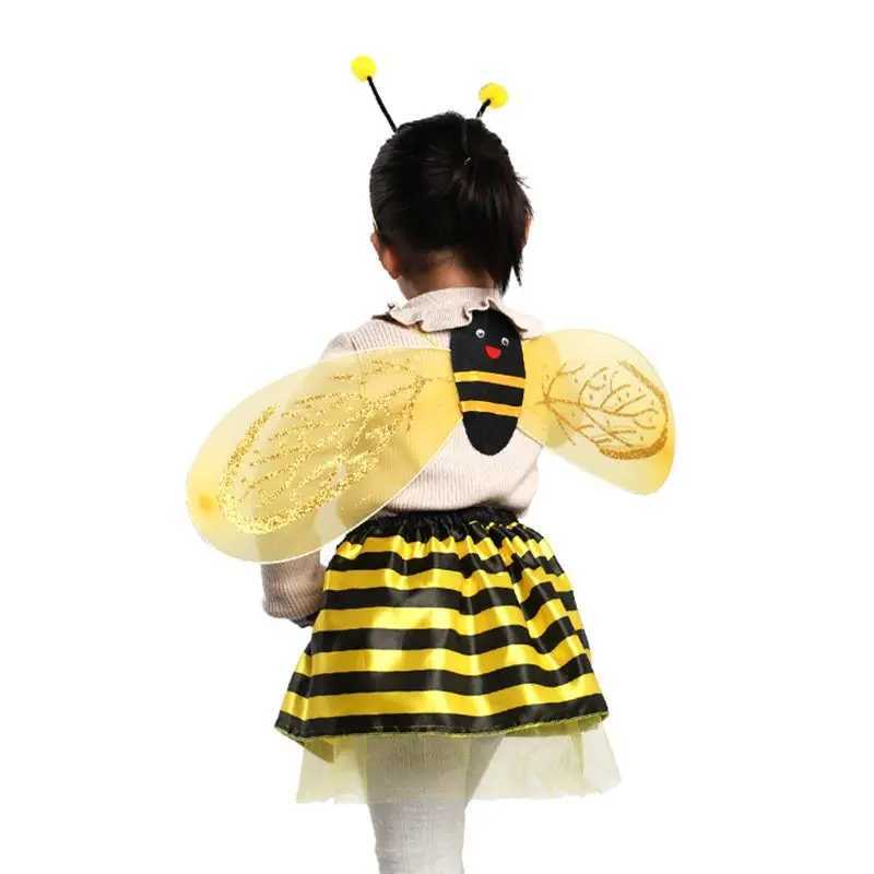 4-piece/set childrens fairy costume set ladybug bee flashing cute wings striped layered Tutu ski club headband dressing Halloween costume W250117