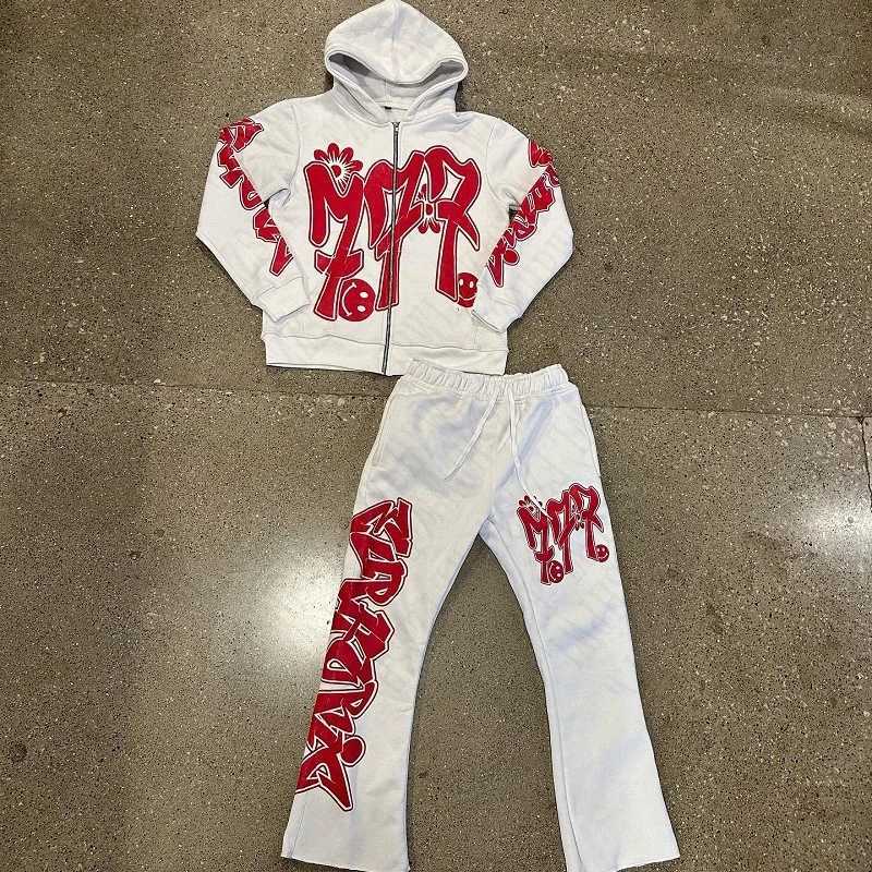 Street Fashion Letter Printing Streetwear Y2K Mens Hip Hop Oversized Hoodie Sweatshirt Sweatpant Casual Retro Pants Sportswear W250117