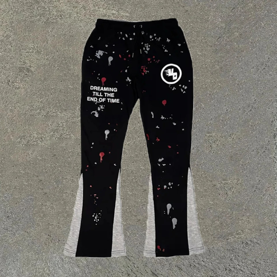 Y2k Flared Pants Hip Hop Men Loose 3D Print Trousers Casual Sweatpants Mid Waist Sporty Female Streetwear Vintage 250113