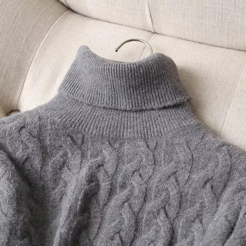 Jenny&Dave Winter Sweaters Women England Style Fashion Turtleneck Twisted Wer Warm Wool Pull Femme Pullovers
