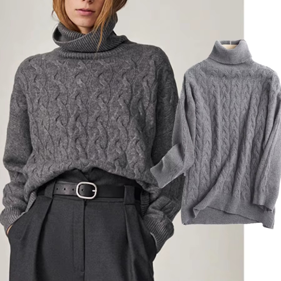 Jenny&Dave Winter Sweaters Women England Style Fashion Turtleneck Twisted Wer Warm Wool Pull Femme Pullovers