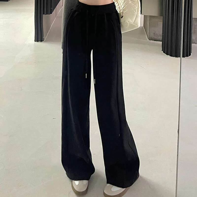 Women Korean Leisure Comfortable Wide Leg Trousers High Waist Casual Clothes Sweatpants Female Fashion Loose Slacks Pants 250117