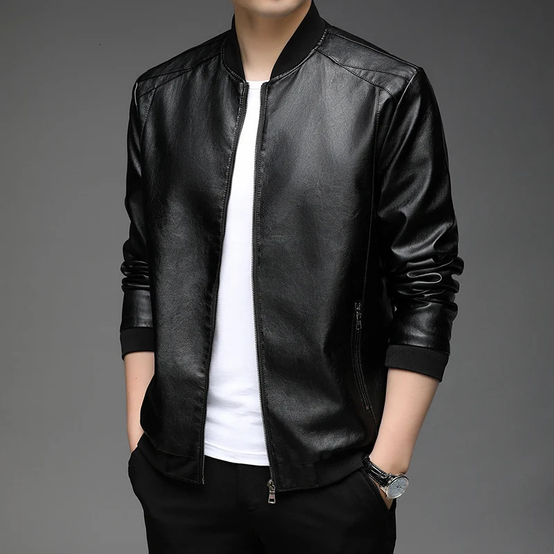 Top Grade Casual Fashion Classic Faux Pu Fashion Leather Jacket Motorcycle Men Coats Mens Clothing 2025 250120