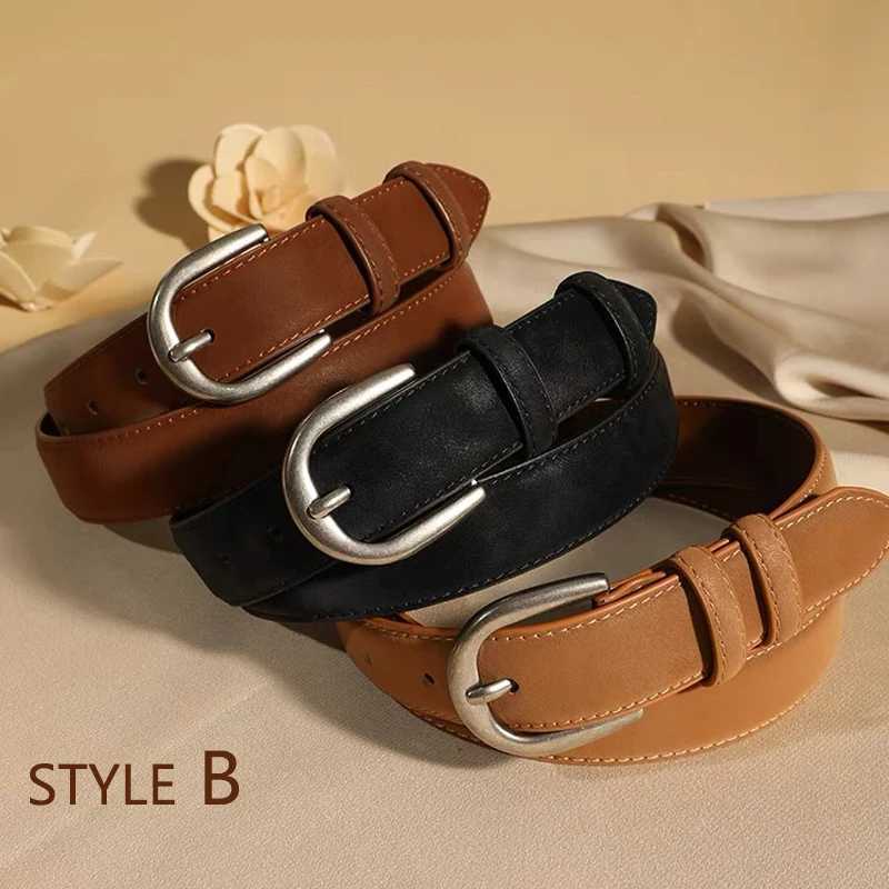 Casual leather belt suede denim belt womens wide and elegant dress jeans waist belt silver buckle womens W250120