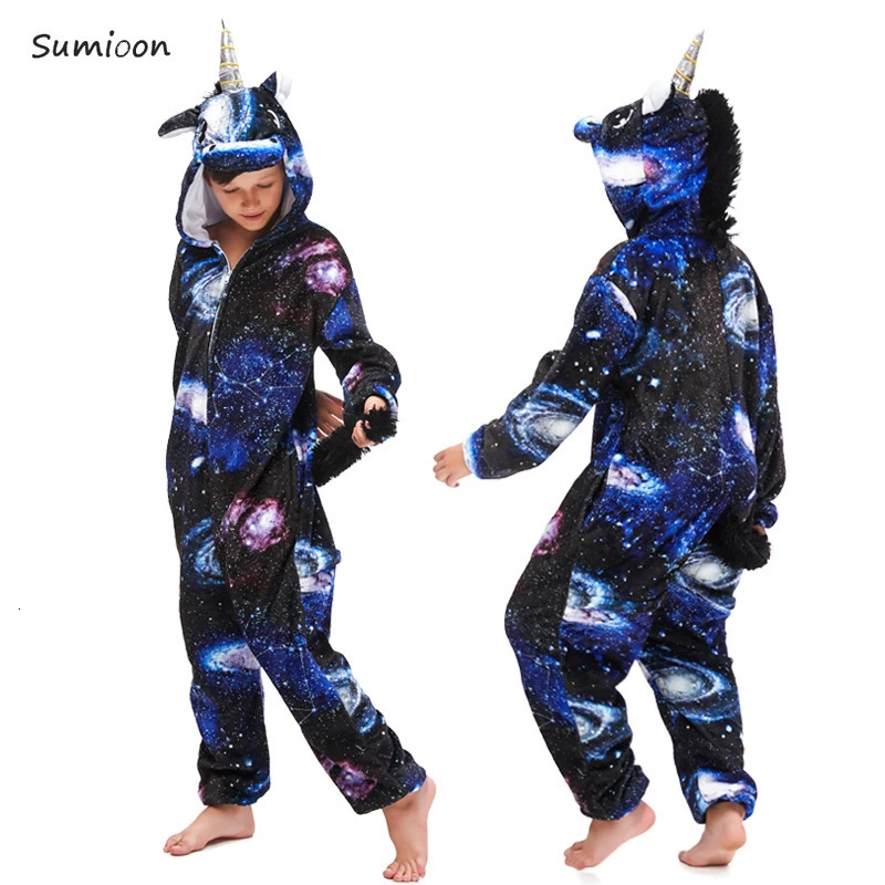 Unicorn Kigurumi Pajamas Sets Halloween Animal Cartoon Cosplay Costume Christmas Dinosaur Jumpusits for 4-12 Years Kids Pajamas 250114