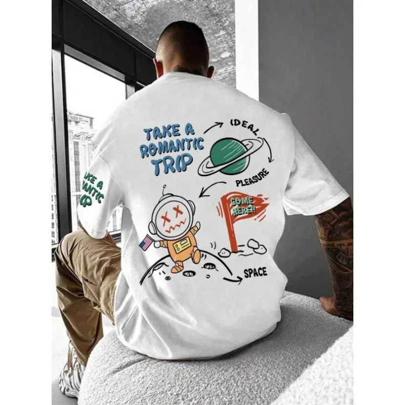 24 New Mens Astronaut Planet 3D Printed Short Sleeved T-shirt Mens High Street T-shirt High-Quality Comfortable Short Top W250117