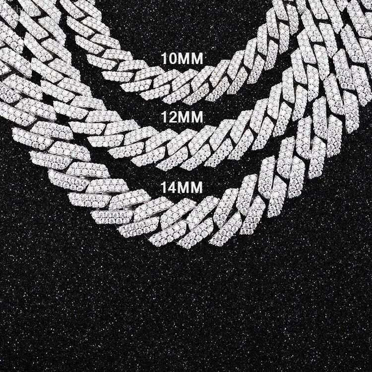 designer chain sier necklace hip hop jewelry wide 12mm 14mm cuban k chains moissanite Sier Necklace for men necklaces