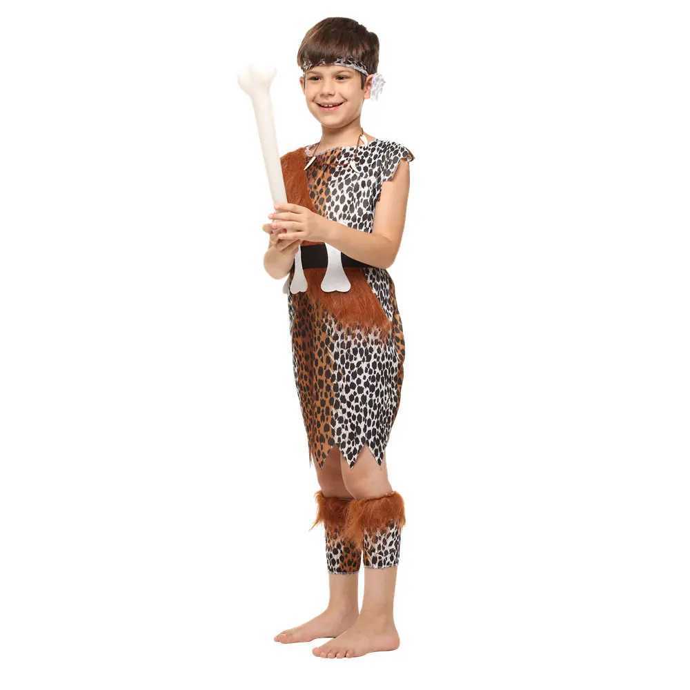 Kids Child Historical Stone Age Caveboy Cavegirl Costume Cave Boys Girls Primitive Cosplay Halloween Cosplay Costumes W250117