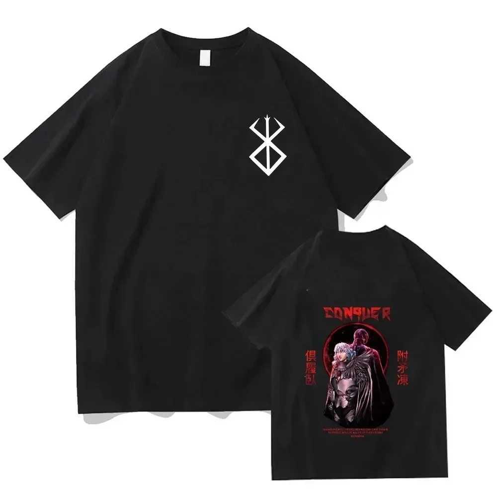 Hip Hop Streetwear Men T-shirt Anime Berserk Guts Print T Shirt 00% Cotton Tee Unisex Oversized Casual Women Tshirt Y2K Clothes W250117