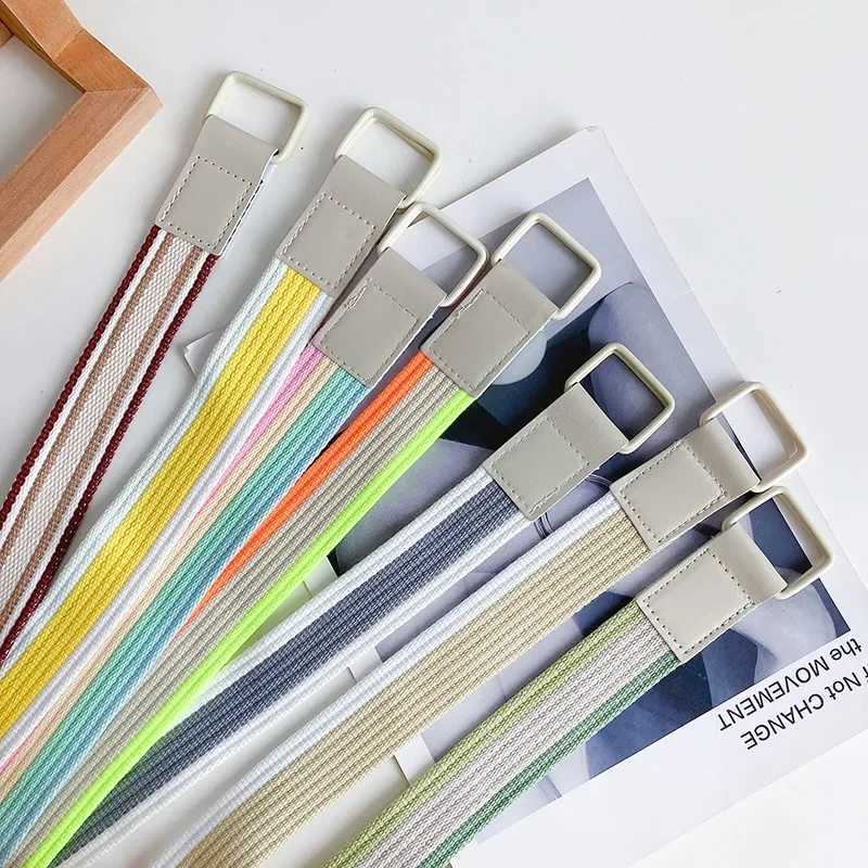 Student canvas belt rainbow nylon belt outdoor girl belt jeans belt cute clothing accessories W250120