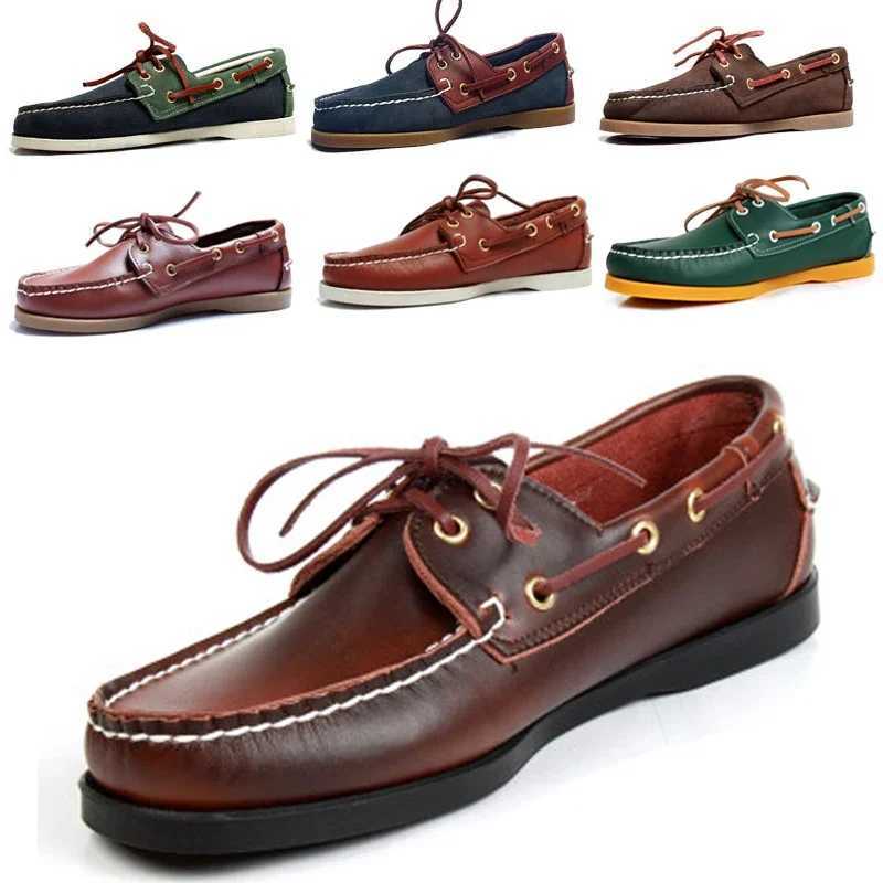 Mens Casual Genuine Leather Lace Up Boat Shoes Loafers For Men Driving Fi Women Driving Shoes Wine Red Lace upXJ250118