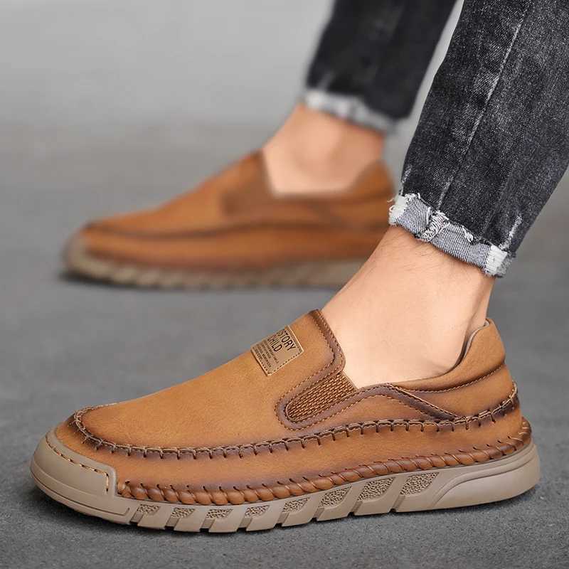 New Brand Men Shoes Leather Casual All-mah Loafers Mens Moccasin Comfortable Driving Boat Shoes All-mah Mens Office FlatsXJ250118