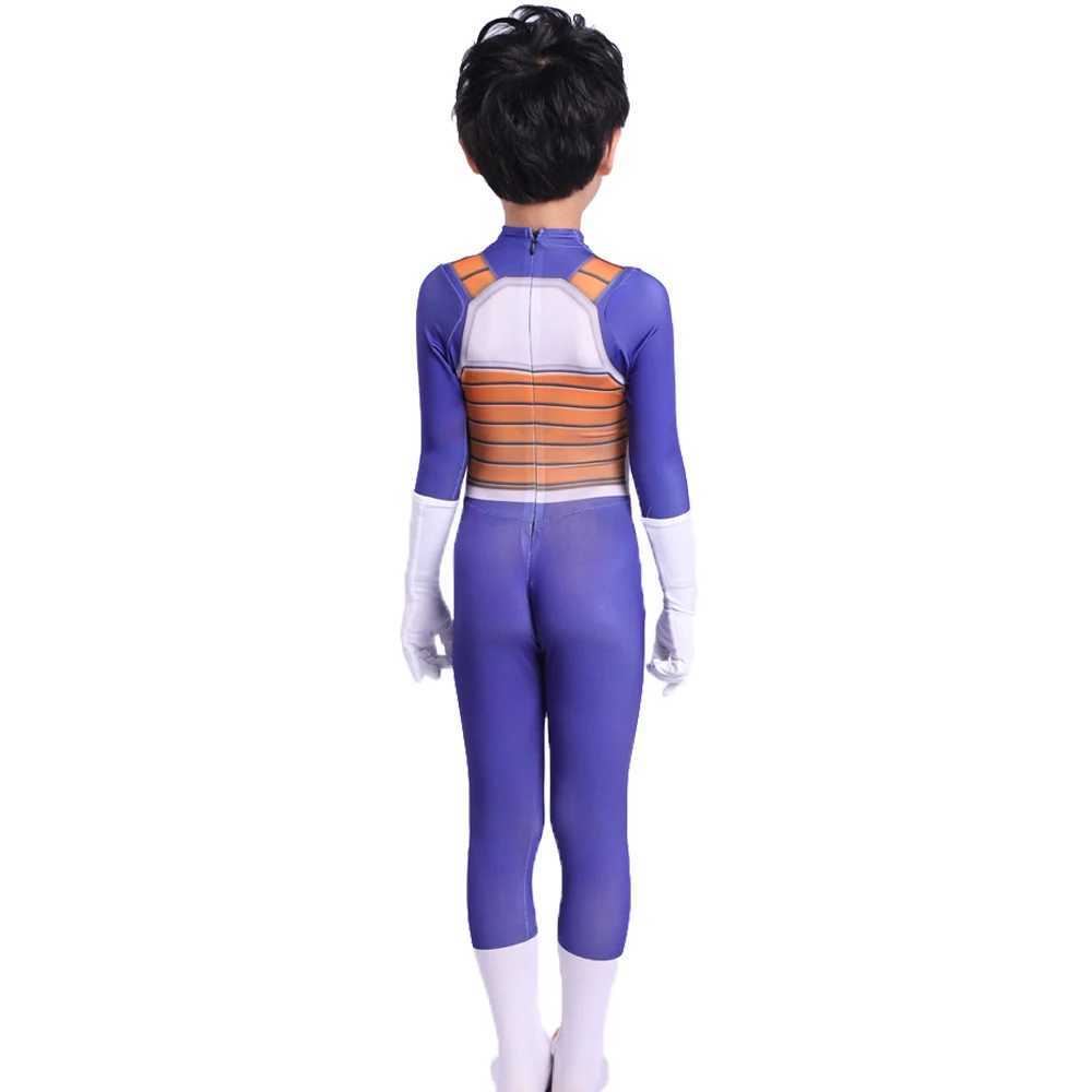 Anime Kids Adult Battle Suit Children Vegeta Boy Cosplay Costume Superhero Spandex with Blue Gold Black Hair Birthday Gift W250117