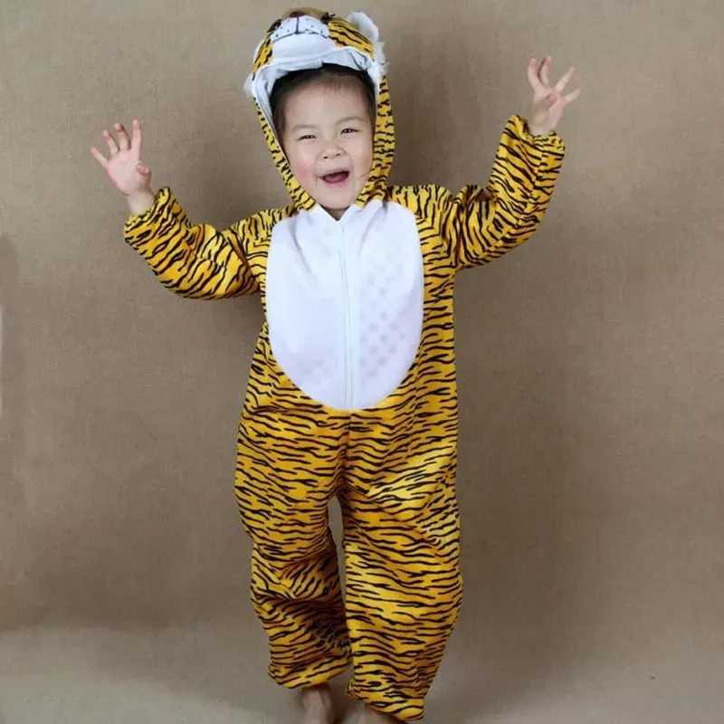 Order 2-8Y Toddler Kids Child Tiger Costume Jumpsuit Hoodie for Boys Girls Animal Themed Party Fancy Dress W250117