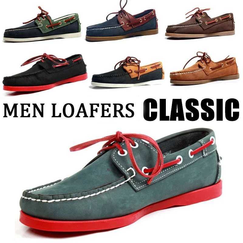 Mens Casual Genuine Leather Lace Up Boat Shoes Loafers For Men Driving Fi Women Driving Shoes Wine Red Lace upXJ250118