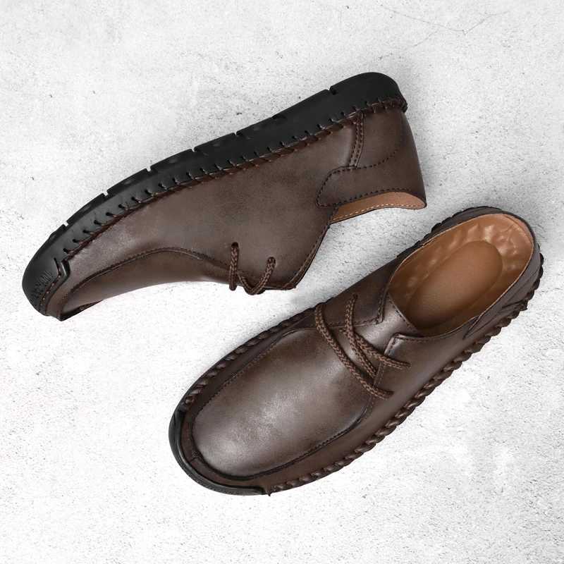 Handmade Casual Mens Leather Shoes Lightweight Leather Casual Shoes Hot Sale Men Loafers Comfy All-mah Driving ShoeXJ250118