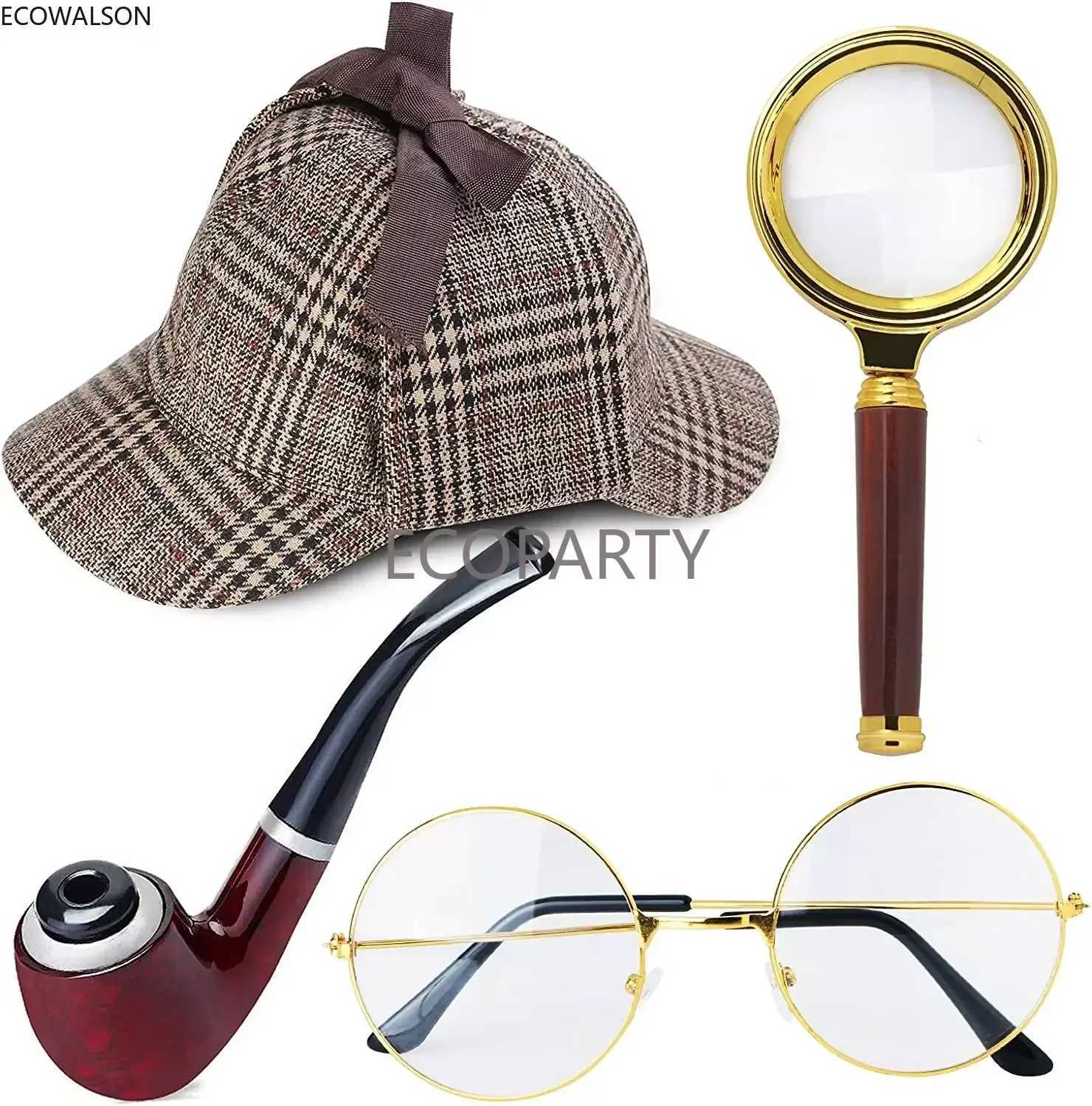 Retro detective costume accessories set detective hat glass role-playing costume detective role-playing props mens ecological party W250117