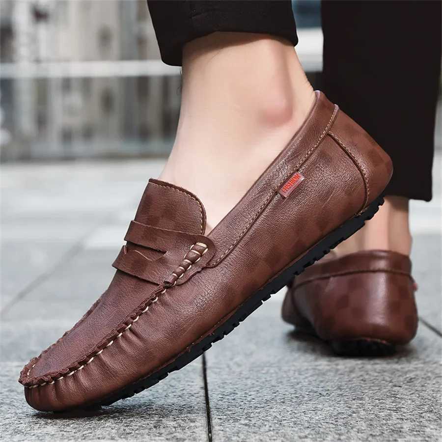 Big Size 38~48 Men Loafers Real Leather Fi Boat Shoes Mens Casual Leather Male Flat Shoes 2025 NewXJ250118