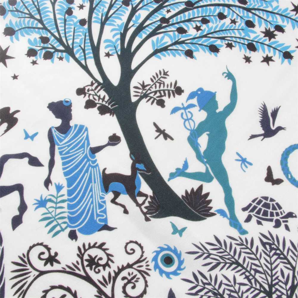 POBING 30% Silk 70% Cashmere Scarf Women Hand Rolled 12 Zodiac Sign Print Square Scarves Wrs Bandana Big Hijabs Female Foulard W250118