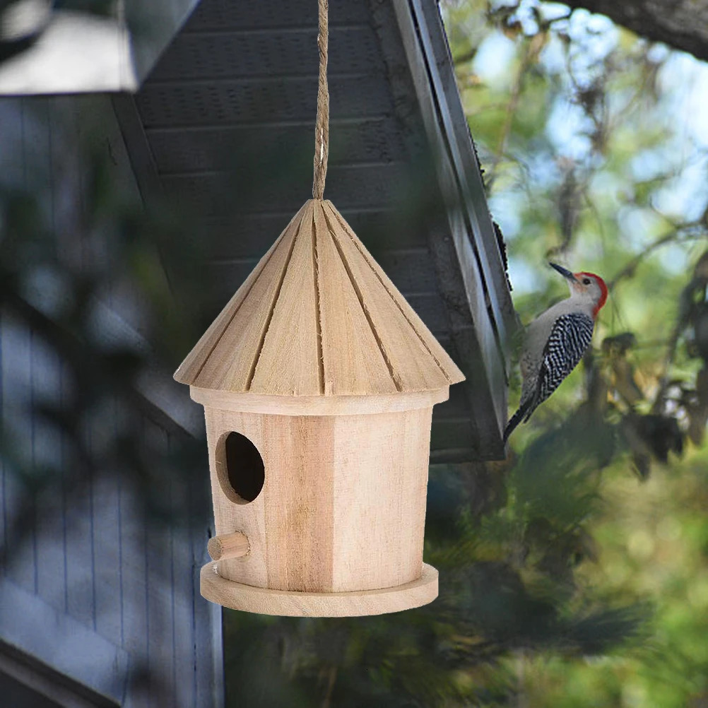 Wooden Bird Nest Hanging House Natural Lark Parrot Thrush Mynah Bird Cage Resting Place for Birds Supplies 250121