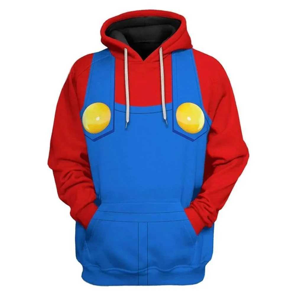 New Super Brother series cosplay anime hoodie 3D cartoon Bowser printed mens track and field suit Pullover Harajuku hoodie Y2k clothing W250117