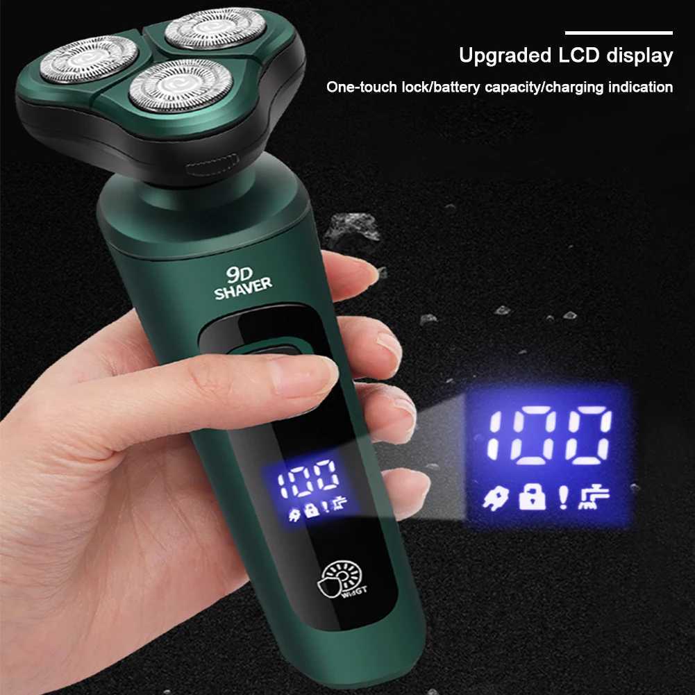 Men Rechargeable Shaver USB Charging Smart Razor with Digital Display Face Beard Trimmer Shaving Face Beard Razor Car Home RazorW250117