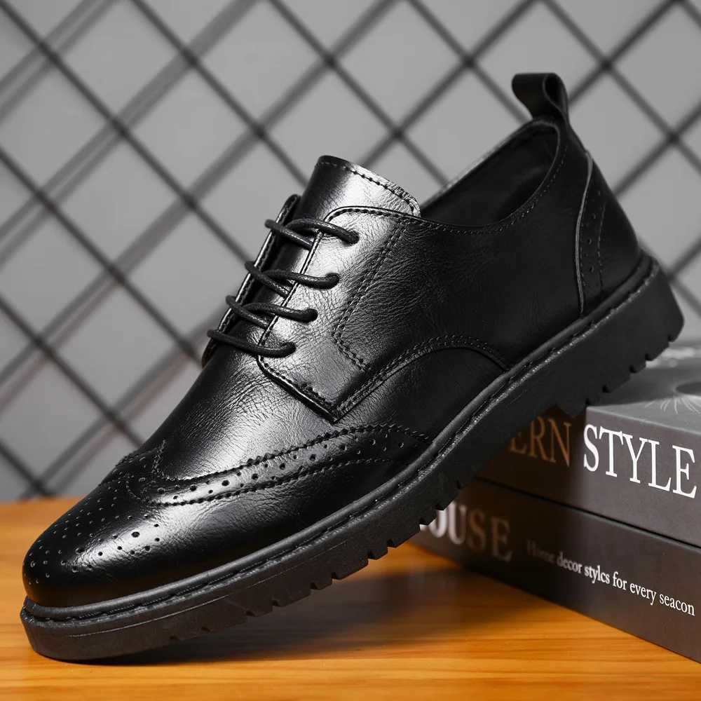 Men Brogue British Casual Dress Shoes Male Gentleman PU Leather Footwear Semi-Formal Men Loafers Thick Sole Party Zapatos HombreXJ250118
