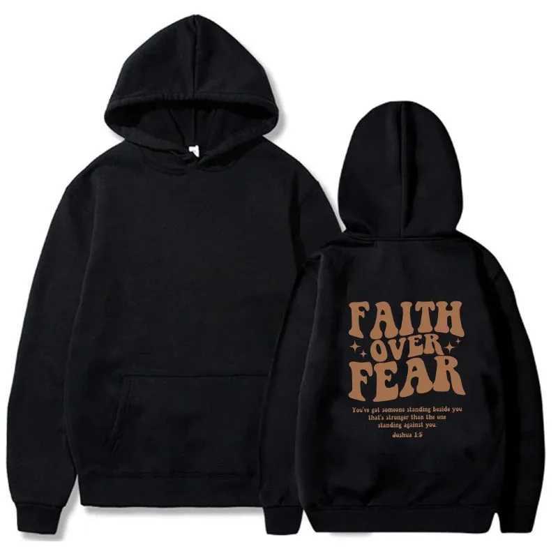 Spring Faith Over Fear Letter Printed Hoodie Casual Oversized Boys and Girls Fashion Dress Y2k Grunge Hoodie Sportswear W250117