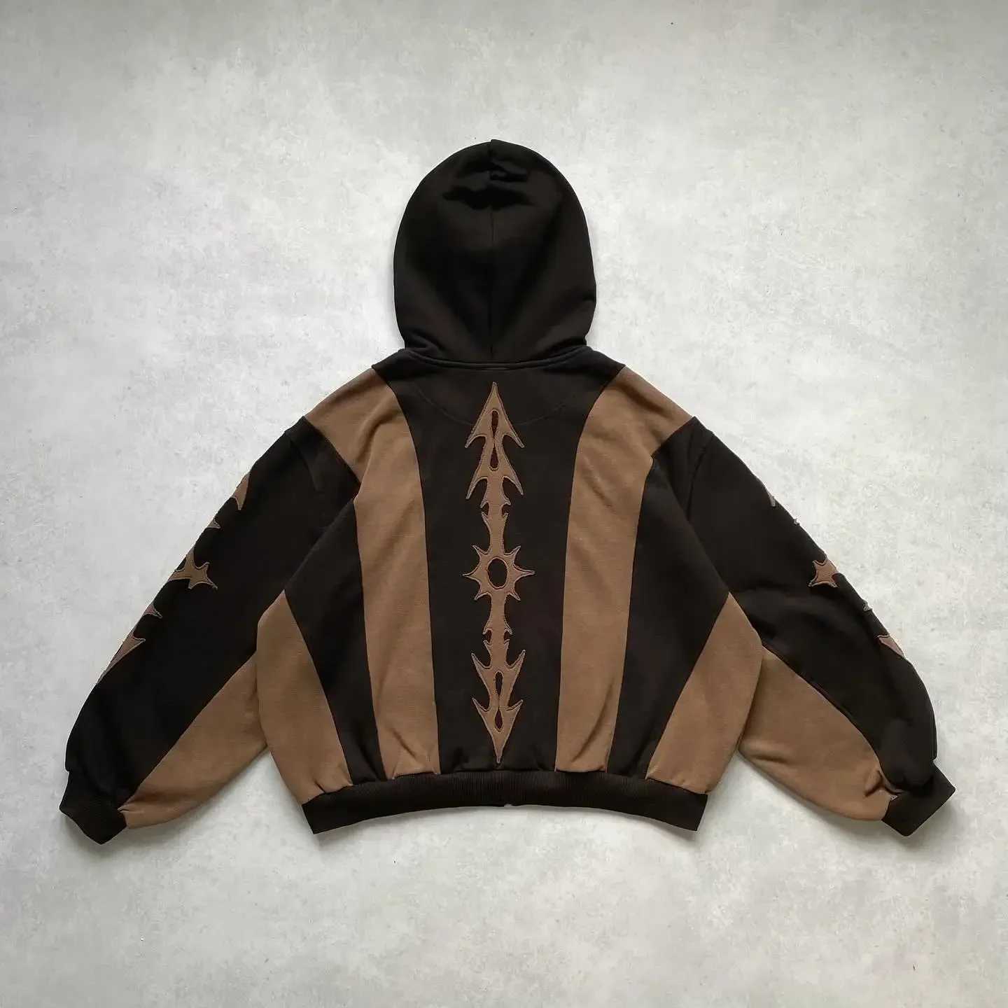 Y2k New Harajuku Geometric Embroidery Splicing Gothic Youth Simple Daily Hoodie Womens Sports Shirt Loose Pattern Casual Mens Style W250117