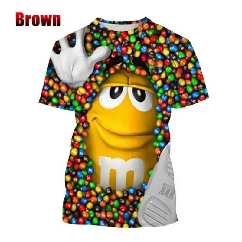 M ms Chocolate Beans Mens T-shirts 3D Print Fashion Short Sleeve O-Neck Hip Hop Oversized Harajuku Y2K T Shirt Unisex Clothes W250117