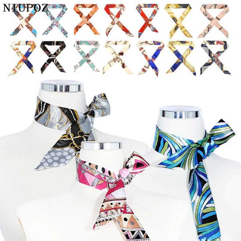 Women Fashion Emulation Silk Leopard Print Small Bag Handle Scarf Headband Hair Decoration Tie Ribbon Long Head Scarf W250118