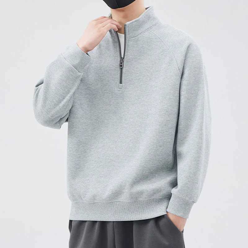 Spring Stand-up Collar Pullover Sweatshirts Mens 2024 New Half Zipper Y2K Vintage Hoody Casual Preppy Fashion Loose Clothes W250117