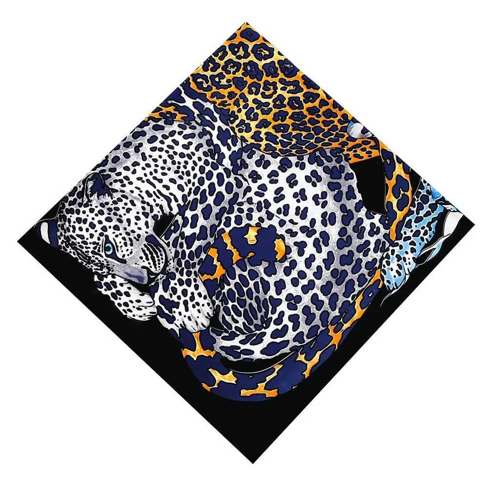 POBING Silk Scarf Women Large Shls Leopard Print Square Bandana Luxury NecKerchief Muslim Hijab Scarf Female Foulards 130CM W250118