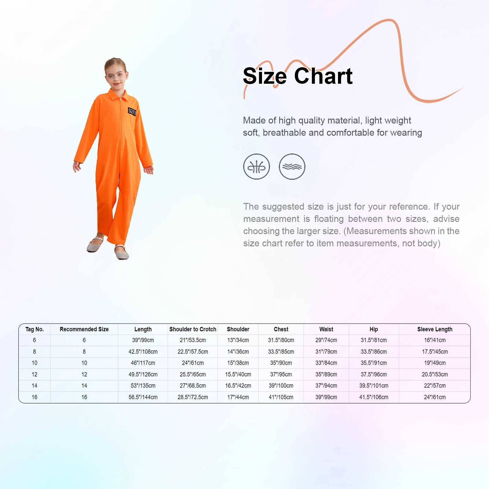 Girls Orange Prisoner Costume Long Sleeve Prisoner Jumpsuit Jailbird Inmate Prison Uniform Theme Party Halloween Cosplay Costume W250117