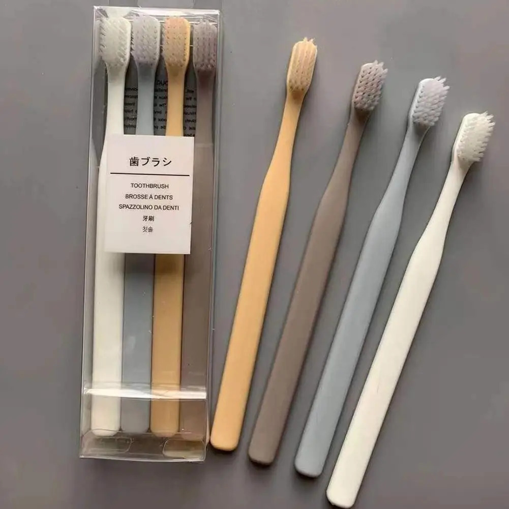 4Pcsset Soft Bristle Small Head Toothbrush Family Travel Brush Tooth Care Oral Hygien Supplies 250115