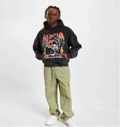 Retro gothic design pattern printed washed hoodie for men and women street aesthetic clothing plus size y2k casual punk top W250117