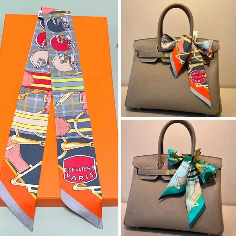 Spring New Style Steed Cavalry Horse Racing La Versatile Twill Ribbon Scarf Travel Bag Handle Ribbon Hair Band Small Scarf W250118