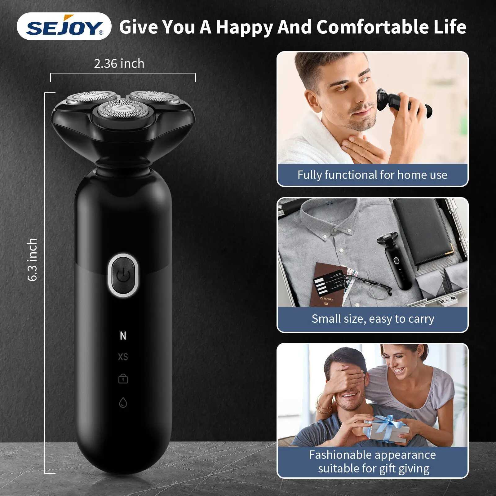 Sejoy Electric Shaver For Men Magnetic 3d Floating Cutter Head Razor Wet Dry Rechargeable Beard Trimmer Mens Electric ShaverW250117