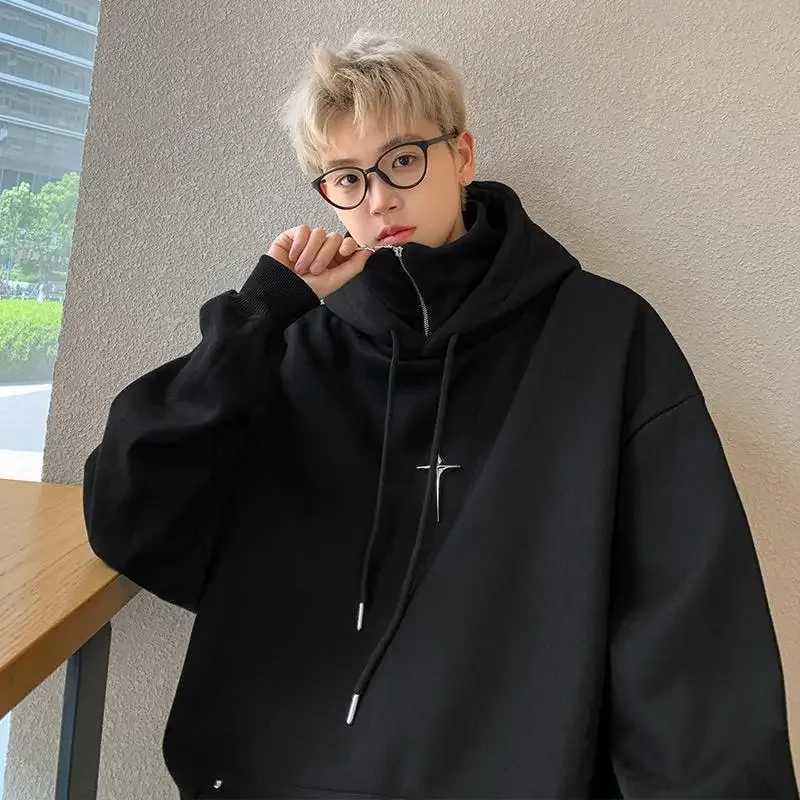 Two piece Illusionpolo/Turtle Neck Sweatshirt Mens Hoodie Spring and Autumn American Style Trendy High end Fashion Versati W250117