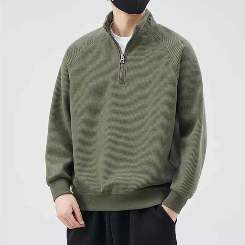Spring Stand-up Collar Pullover Sweatshirts Mens 2024 New Half Zipper Y2K Vintage Hoody Casual Preppy Fashion Loose Clothes W250117