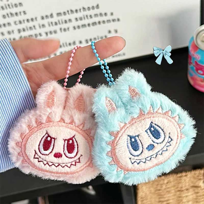 Kaii Labubu Plush Keychain Cartoon Stuffed Doll Keyring Backpack Pendant Cute Key Hanging Decoration Couple Gifts Kid Toys W250116