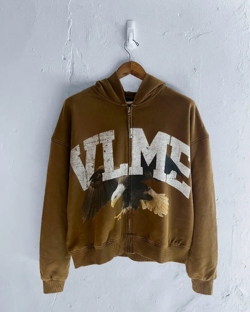 Y2k Vintage Fashion Animal Print hoodie for men and women Harajuku Punk Sweatshirt Street Hip hop trend zipper hoodie jacket 250122