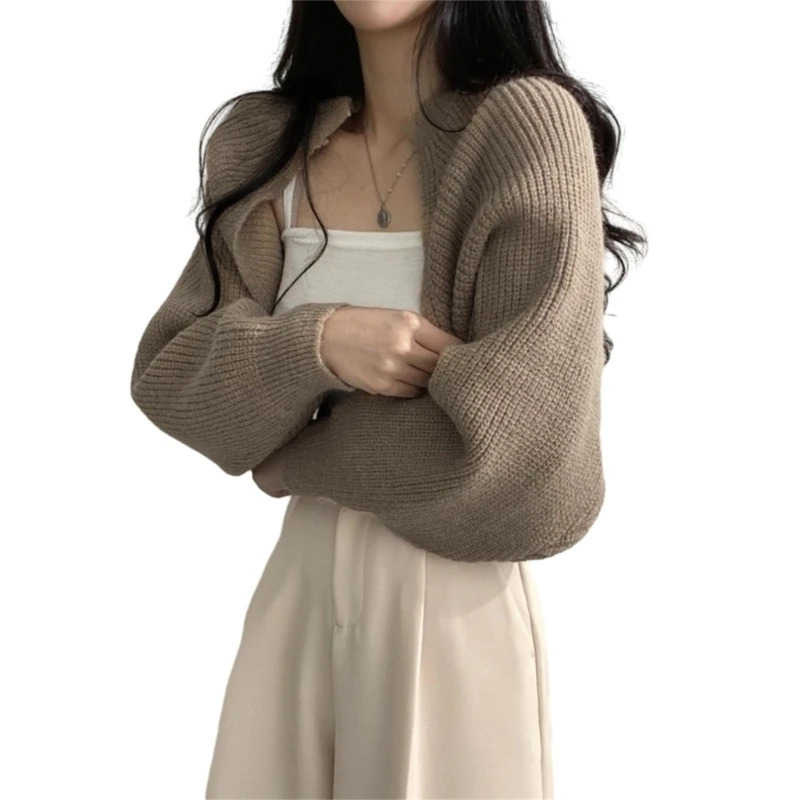 Women Cardigans Open Front Shrugs Long Sleeve Cropped Cardigan Sweaters Shrug Boleros drop 250109