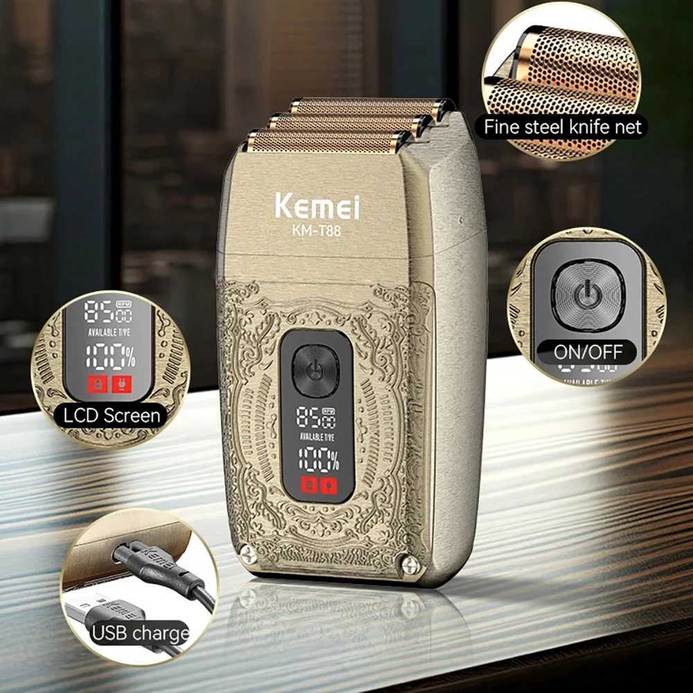 Kemei Electric Triples shaver rechargeable hair cutting foil shaver professional cordless bald shaver for men 8500RPMW250117