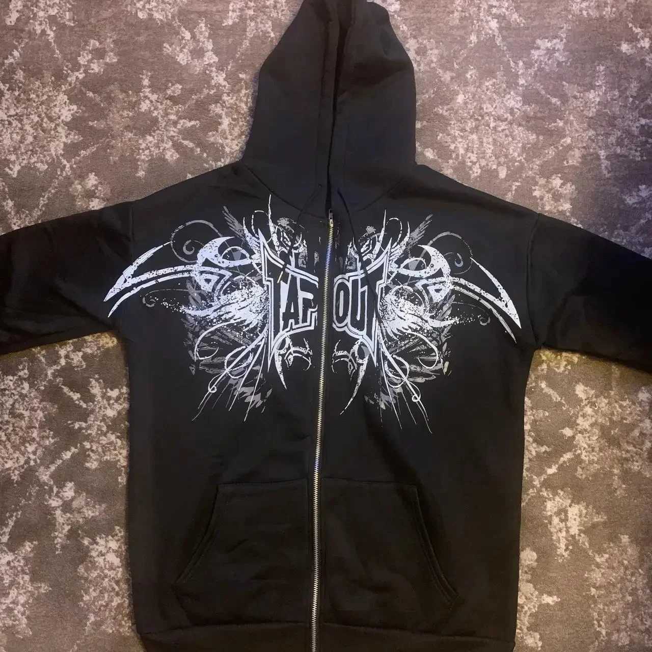 Hoodie Y2K Sweatshirt Hip Hop Letter Vintage Skull Print Oversized Hoodie Jacket Clothes W250117