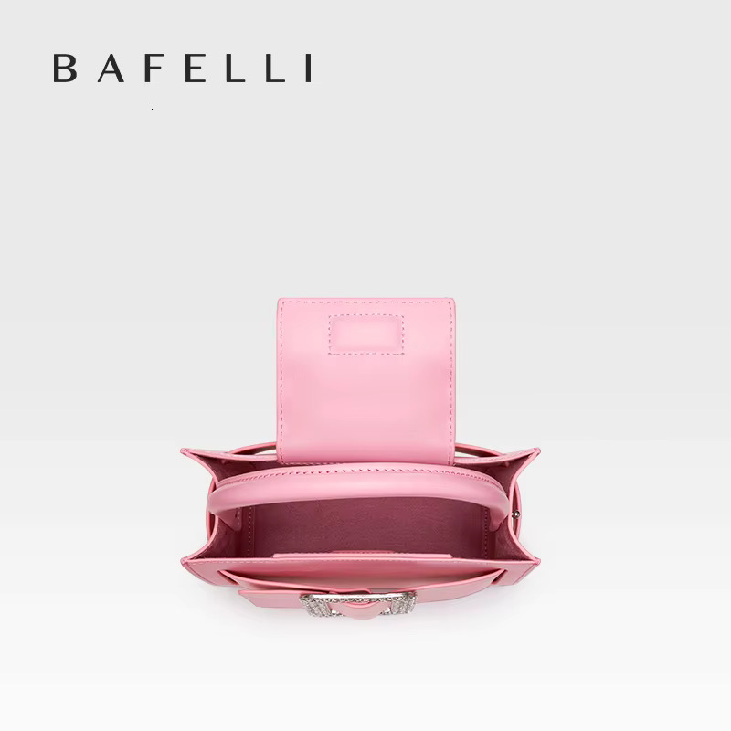BAFELLI 2024 NEW Women's FASHION PINK EVENING HANDBAG SHOULDER BOXY BAG CASUAL PURSE BRAND DESIGNER LEATHER TREND LADY
