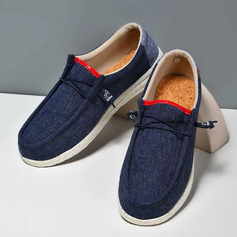 Mens Casual Canvas Shoes Breathable Slip- Loafers Men Comfortable Flat Sneakers Lightweight Driving Boat Shoes Male Lazy WalkXJ250118